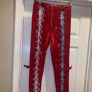 Danielle Guizio Patent Lace-Up Pants